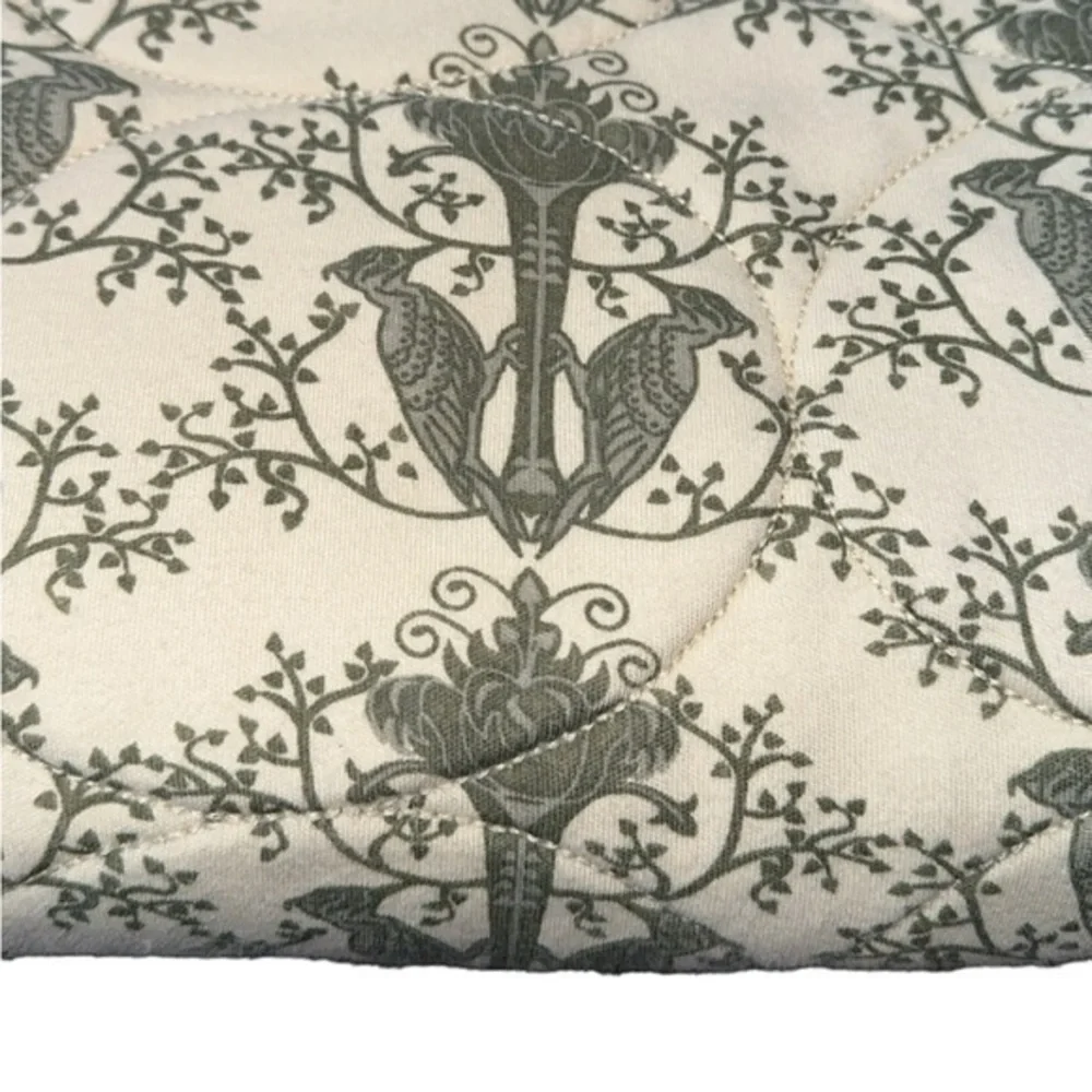Kate Quinn Organic Cotton Muted Green Bird‎ Print Quilt Baby Nursery Blanket